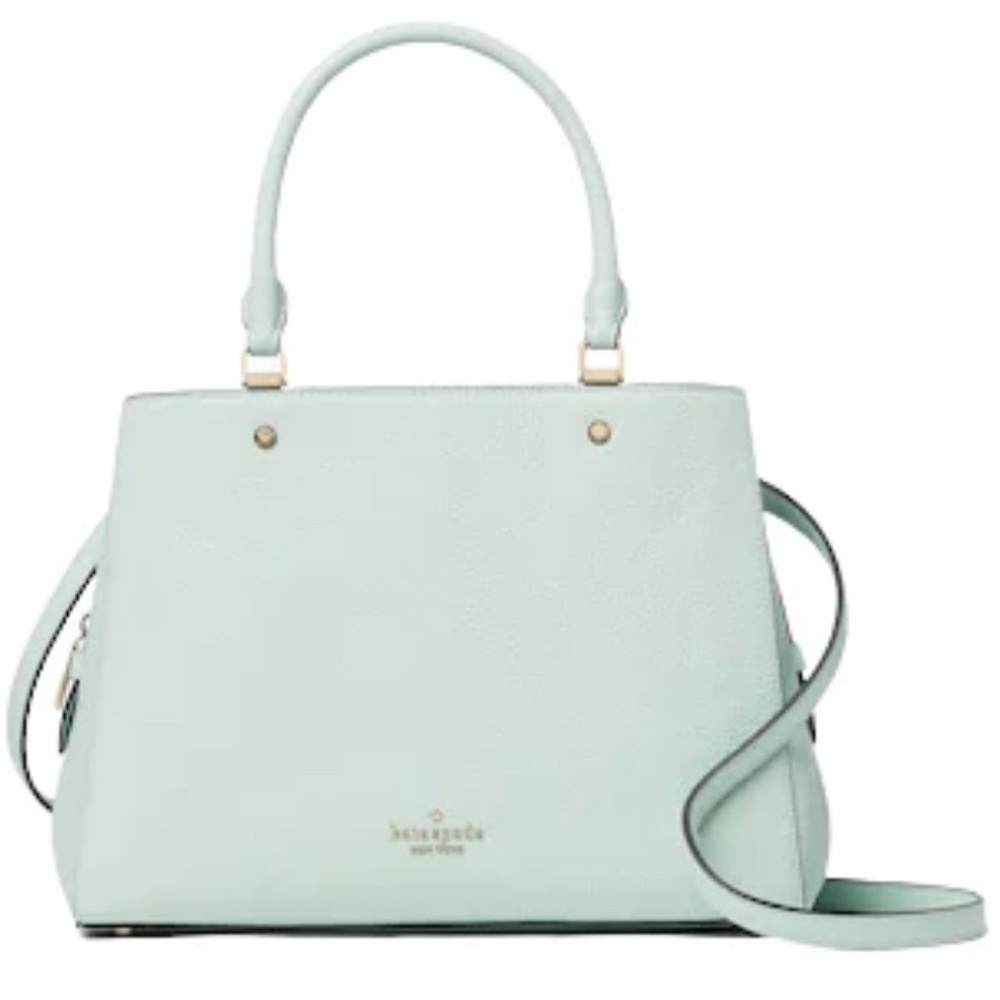 KATE SPADE♠️New York💚Leila💚GREEN LEATHER TRIPLE COMPARTMENT SATCHEL BAG🌟EUC🌟